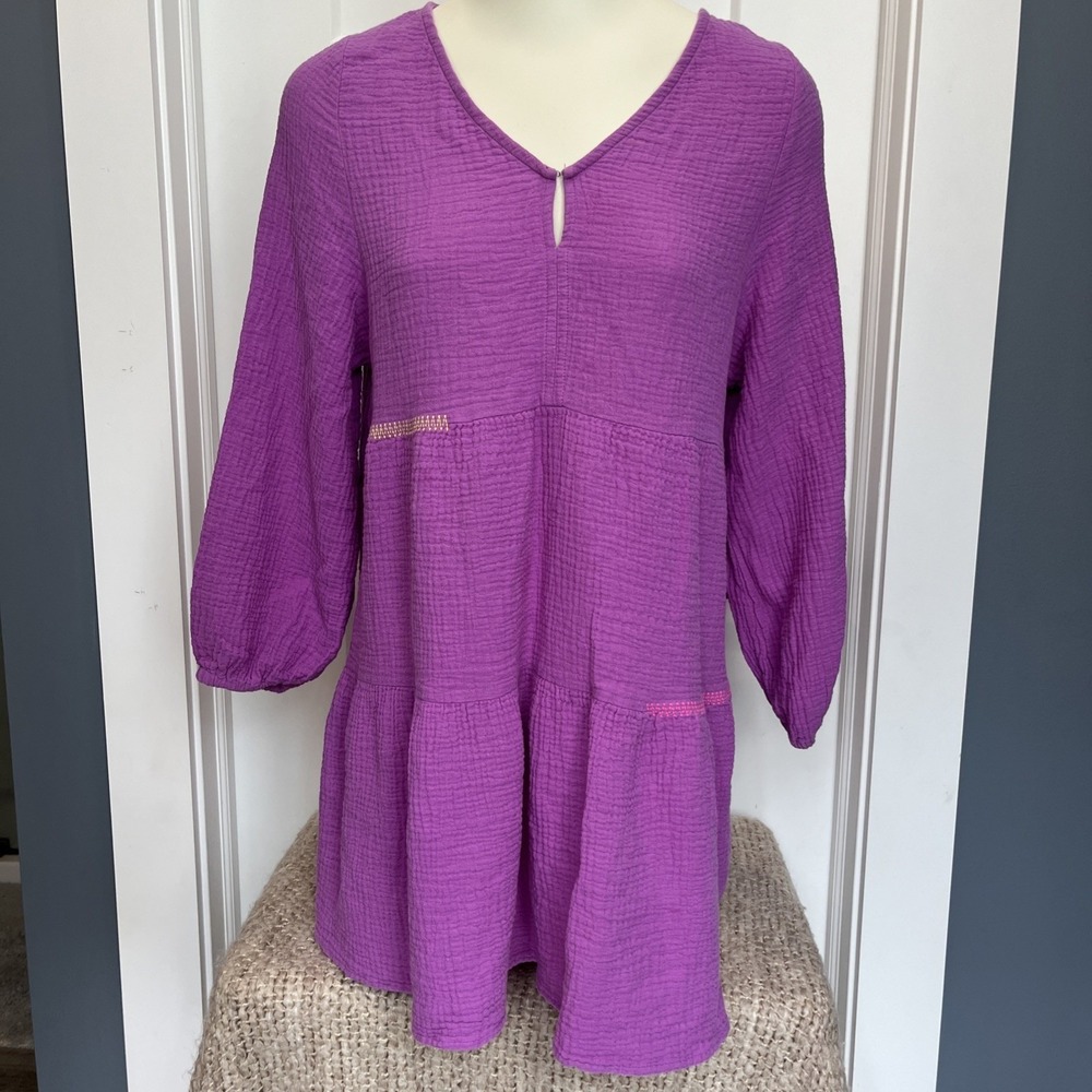 Lisa Todd Women's Summer Fling Mini Dress Purple Pink‎ Scoop Neck Size XS